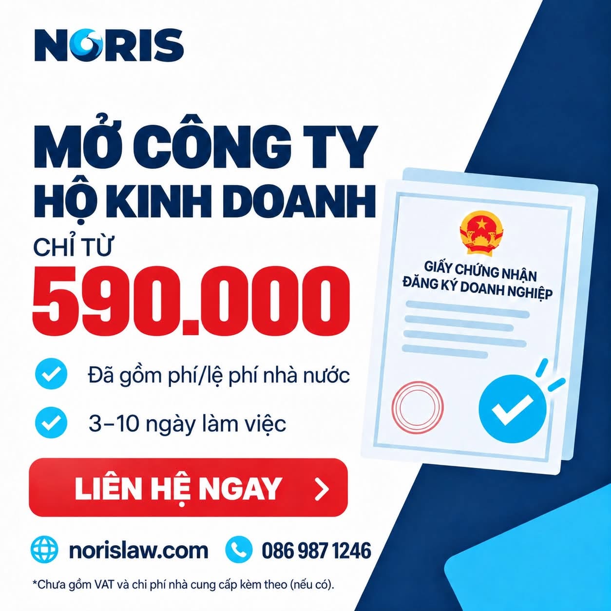 Mở công ty hoặc hộ kinh doanh chỉ từ 590.000 đồng